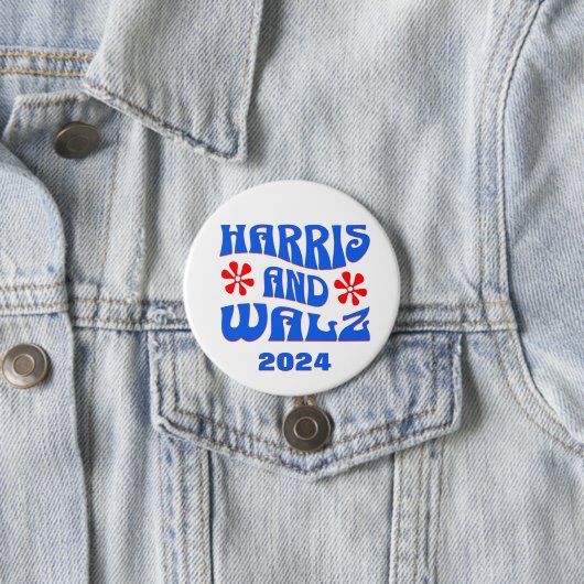 Harris & Walz Retro bloemen Ronde Button 7,6 Cm (In situ)