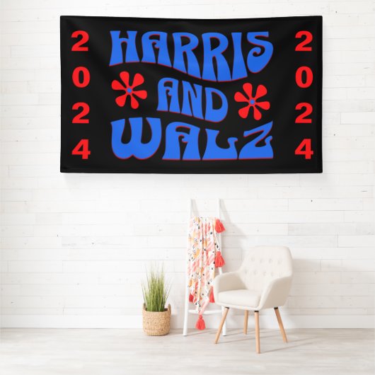 Harris & Walz Retro bloemen Spandoek (Insitu)