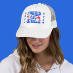 Harris & Walz Retro bloemen Trucker Pet<br><div class="desc">Retro Harris & Walz rood,  wit en blauw Witte Trucker Hoed. Rode bloemen en 2024 aan beide zijden. 2024 is bewerkbaar.</div>