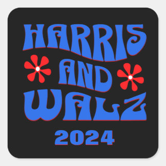 Harris & Walz Retro bloemen Vierkante Sticker