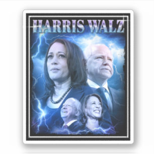 Harris Walz Retro jaren 90 stijl Sticker