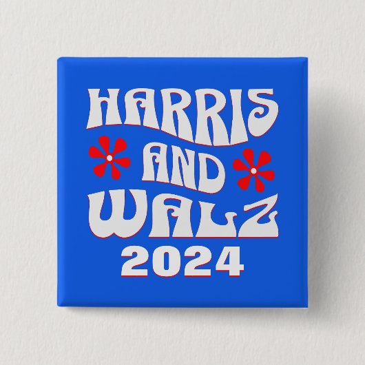 Harris & Walz Retro Vierkante Button 5,1 Cm (Voorkant)