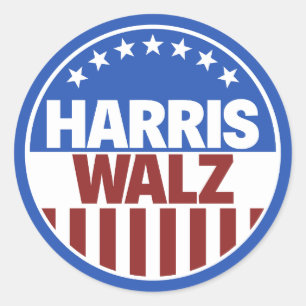 Harris Walz Ronde Sticker