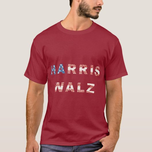Harris Walz Rood Wit en Blauw Pointillisme Tshirts (Voorkant)