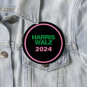 HARRIS WALZ Roze Groen Zwart Grote Ronde Button 4,0 Cm