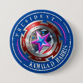 Harris-Walz Stamp Shield Button (Voorkant)