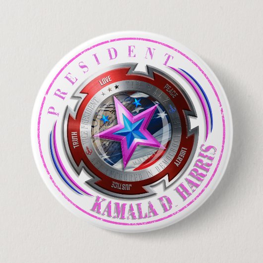 Harris-Walz Stamp Shield Button (Voorkant)