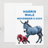 Harris/Walz, stem blauw, ezel, olifant, verkiezing Kaart (Voorkant / Achterkant)