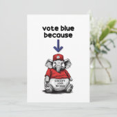 Harris/Walz, stem blauw, rare olifant, verkiezinge Kaart (Staand voorkant)