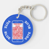 Harris Walz stemt blauw 'Stop Project 2025!' QR-co Sleutelhanger (Achterkant)