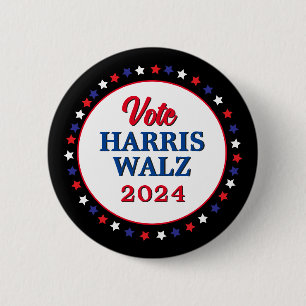 Harris Walz stemt in 2024 voor Democraten Ronde Button 5,7 Cm