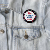 Harris Walz stemt in 2024 voor Democraten Ronde Button 5,7 Cm (In situ)