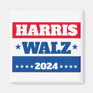 Harris Walz   Tim Walz 2024 campagne Blauw Rood Magneet