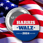 Harris Walz | Tim Walz 2024 campagne Blauw Rood Ronde Button 5,7 Cm<br><div class="desc">Harris Walz 2024 Campaign Blauw Rood</div>