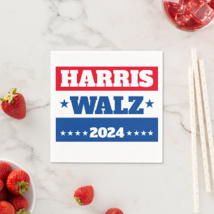 Harris Walz Tim Walz 2024 campagne Blauw Rood Servet