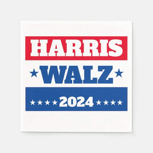 Harris Walz | Tim Walz 2024 campagne Blauw Rood Servet (Voorkant)