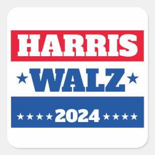 Harris Walz Tim Walz 2024 campagne Blauw Rood Vierkante Sticker