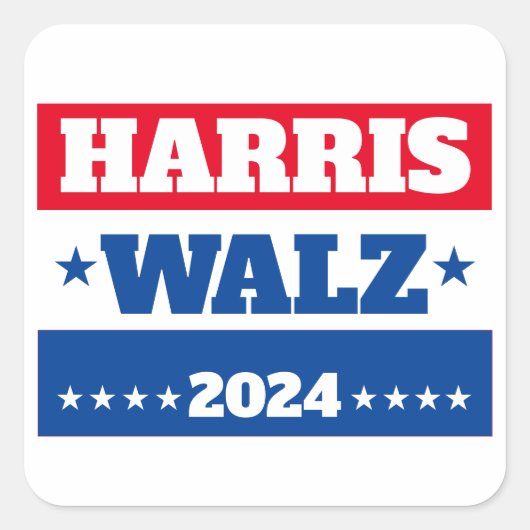 Harris Walz | Tim Walz 2024 campagne Blauw Rood Vierkante Sticker (Voorkant)
