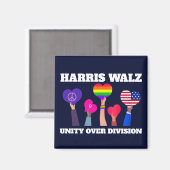 Harris Walz Unity over de divisie LGBTQ Dark Blue Magneet (Voorkant / Achterkant)