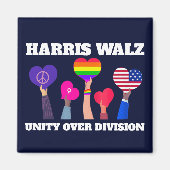 Harris Walz Unity over de divisie LGBTQ Dark Blue Magneet (Voorkant)