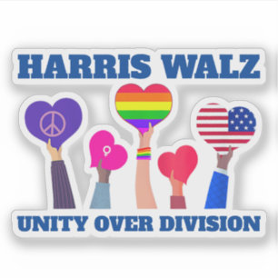 Harris Walz Unity over de divisie LGBTQ Dark Blue Sticker