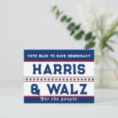 Harris & Walz Verkiezingen 2024 Briefkaart (Staand voorkant)