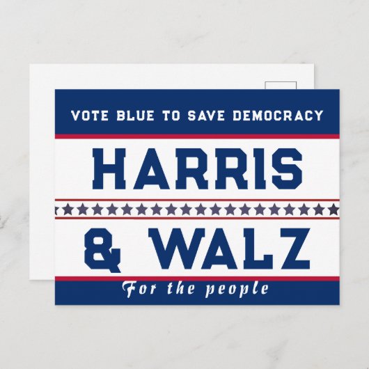 Harris & Walz Verkiezingen 2024 Briefkaart (Voorkant / Achterkant)