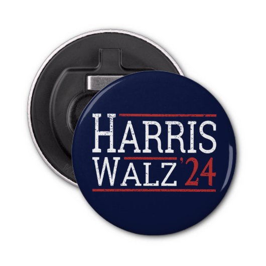 Harris Walz Verkiezingen 2024 I Button Flesopener (Voorkant)