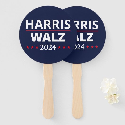 Harris Walz Verkiezingen 2024 III Handwaaier (Voorkant en achterkant)