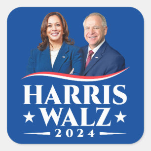 Harris Walz verkiezingscampagne 2024 foto Vierkante Sticker