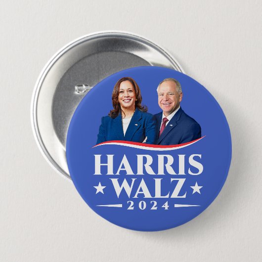Harris Walz verkiezingscampagne 2024 Ronde Button 7,6 Cm (Voorkant /achterkant)
