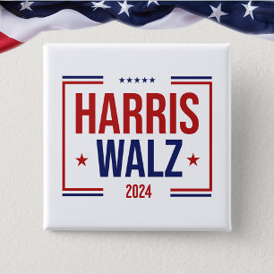Harris Walz verkiezingscampagne Vierkante Button 5,1 Cm