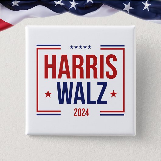 Harris Walz verkiezingscampagne Vierkante Button 5,1 Cm