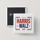 Harris Walz verkiezingscampagne Vierkante Button 5,1 Cm (Voorkant /achterkant)