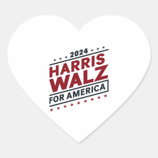 Harris Walz voor Amerika Hart Sticker (Voorkant)