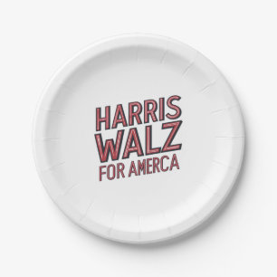Harris Walz voor Amerika Papieren Bordje