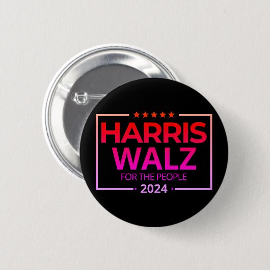 Harris Walz voor het volk 2024 Ronde Button 5,7 Cm (Voorkant /achterkant)