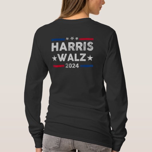 Harris Walz Wals 2024 Retro Vintage T-shirt (Achterkant)
