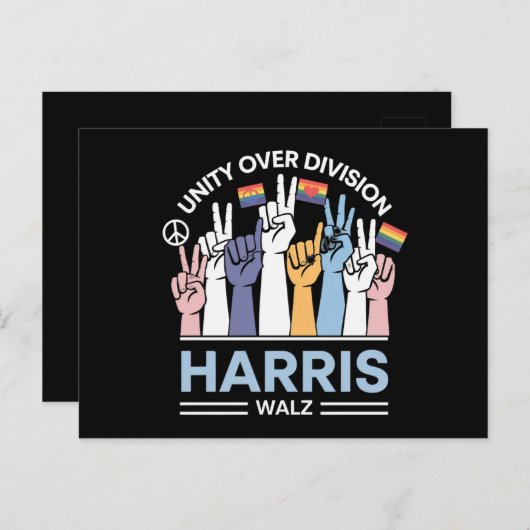 Harris Walz Waltz 2024 Eenheid over Divisie Briefkaart (Voorkant / Achterkant)