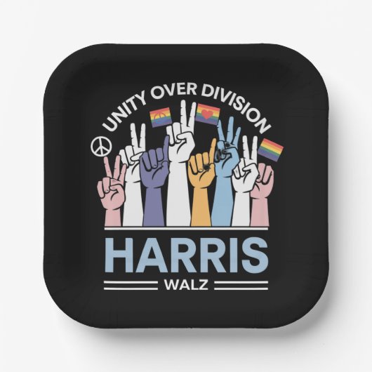 Harris Walz Waltz 2024 Eenheid over Divisie Papieren Bordje (Voorkant)