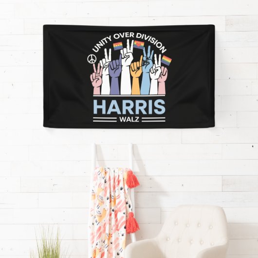 Harris Walz Waltz 2024 Eenheid over Divisie Spandoek (Insitu)