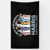 Harris Walz Waltz 2024 Eenheid over Divisie Spandoek (Verticaal)