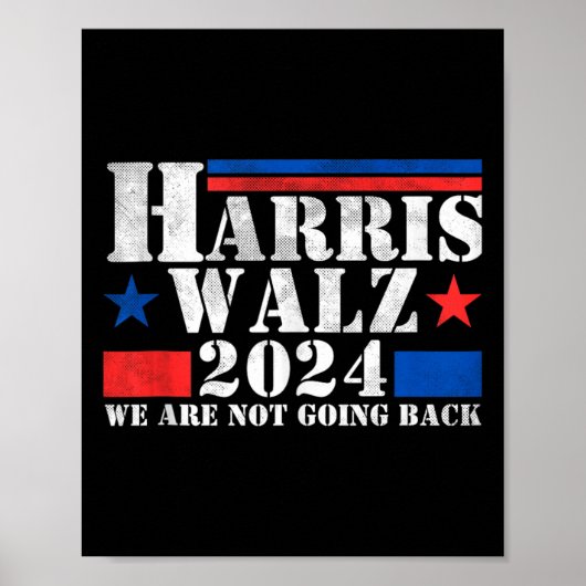 Harris Walz Waltz 2024 We gaan niet terug tank Poster (Voorkant)