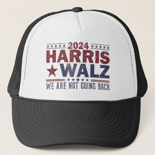 Harris Walz Waltz 2024 We gaan niet terug Trucker Pet (Voorkant)