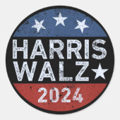 Harris Walz Waltz Ronde Sticker (Voorkant)