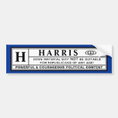 Harris Warning Label Bumpersticker (Voorkant)