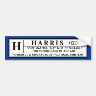 Harris Warning Label Bumpersticker