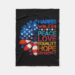 Harris Wheimer 2024 Peace Love Equality Hope Diver Fleece Deken