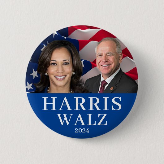 Harris Wlaz 2024 Kamala Harris Tim Walz Ronde Button 5,7 Cm (Voorkant)