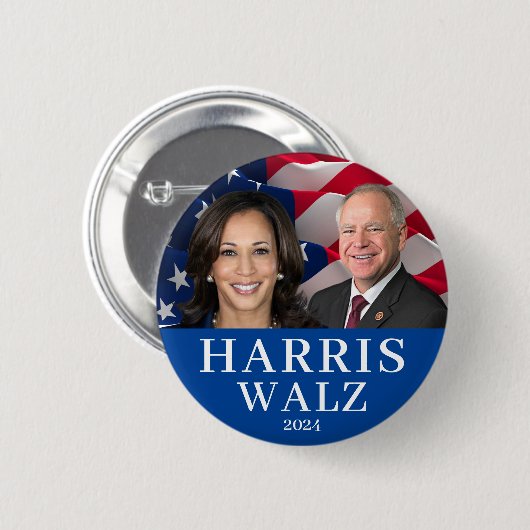 Harris Wlaz 2024 Kamala Harris Tim Walz Ronde Button 5,7 Cm (Voorkant /achterkant)
